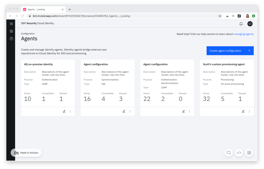 Final designs for an IBM Cloud Identity feature I designed